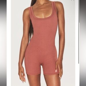 Skims Cotton Ribbed Onesie - Redwood